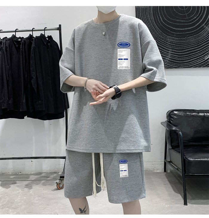 セットアップ メンズ 半袖 ワッフル 夏 上下セット シャツ