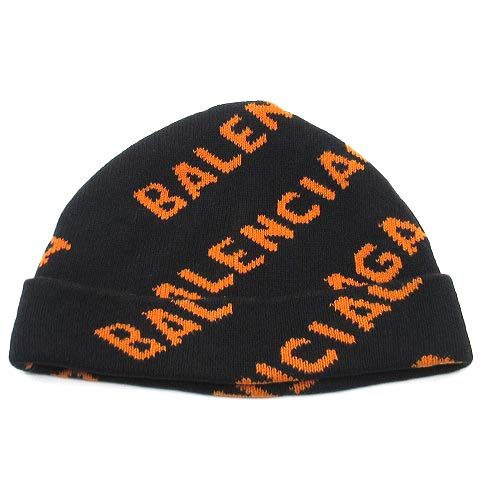 BALENCIAGA ニット帽 黒 ロゴ入り BALENCIAGA UNITY BEANIE ビーニー