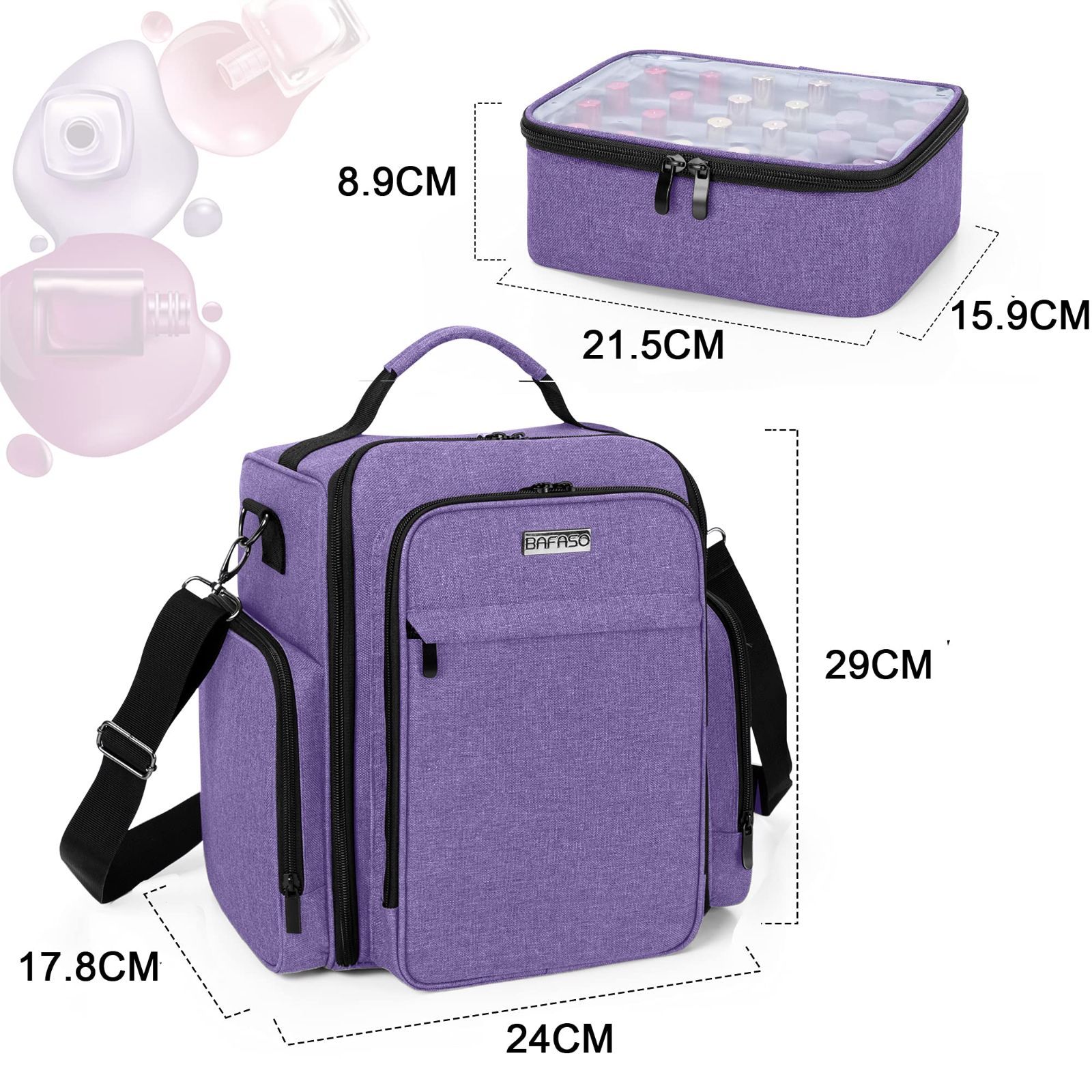 BAFASO マニキュア収納ケース 48ボトル(15ml)とネイルライト用 2