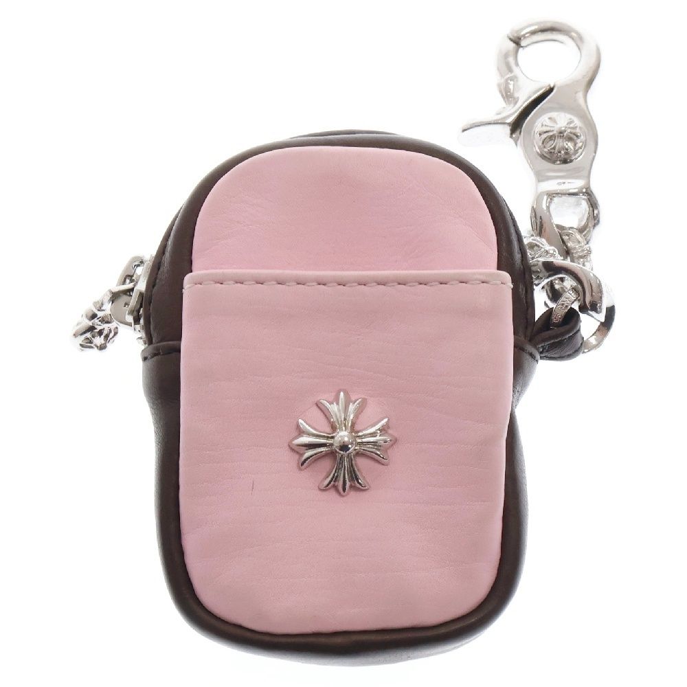 CHROME HEARTS (クロムハーツ) MICRO TAKA マイクロタカ CHプラス付きファンシークリップレザーAirPodsケース イヤホンケース ピンク/ブラウン