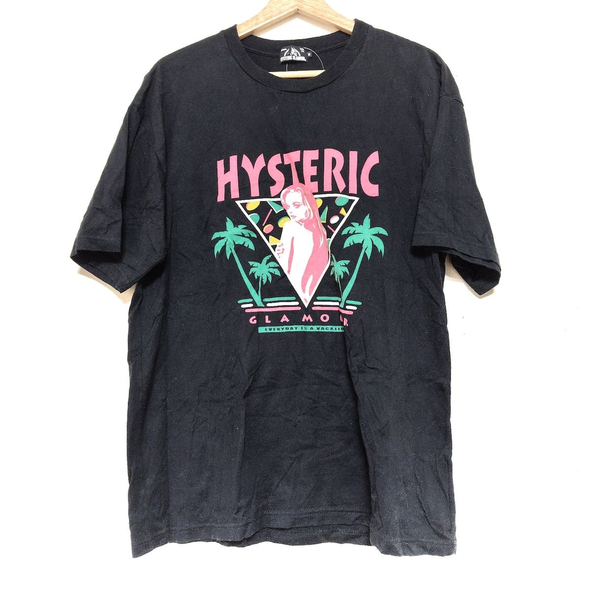 HYSTERIC GLAMOUR(ヒステリックグラマー) 半袖Tシャツ サイズM レディース - 黒×ピンク×マルチ クルーネック - メルカリ