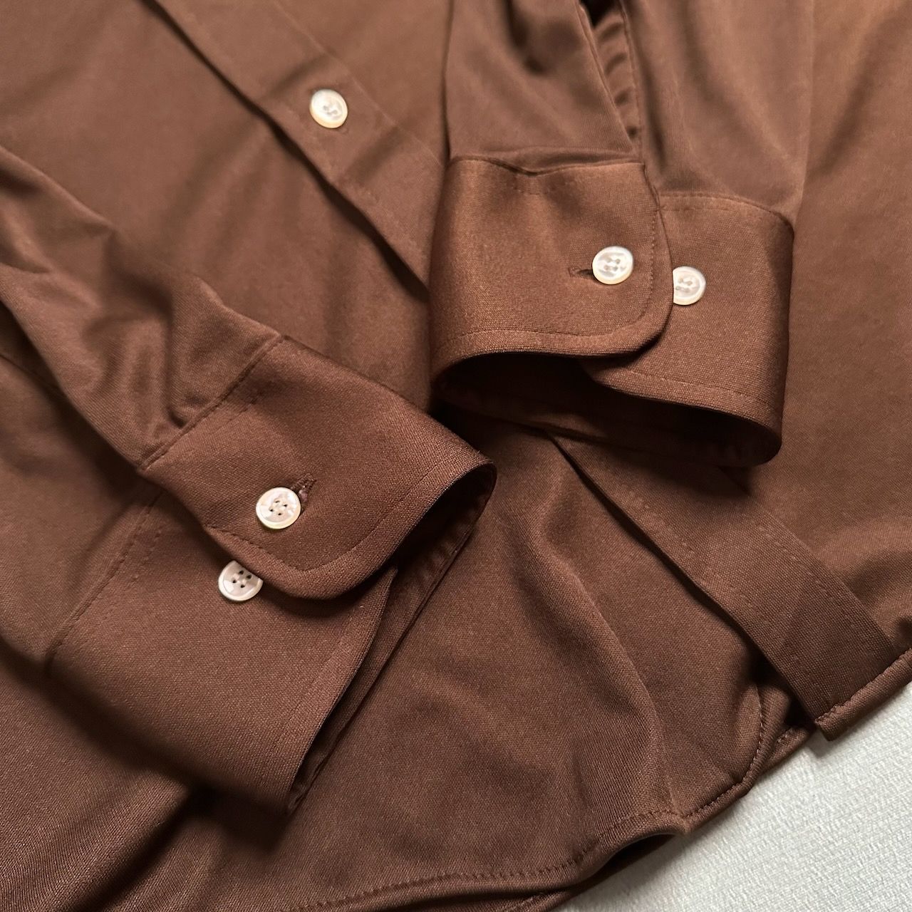 70s VAN HEUSEN バンヒューセン 無地 ポリエステル 長袖シャツ 