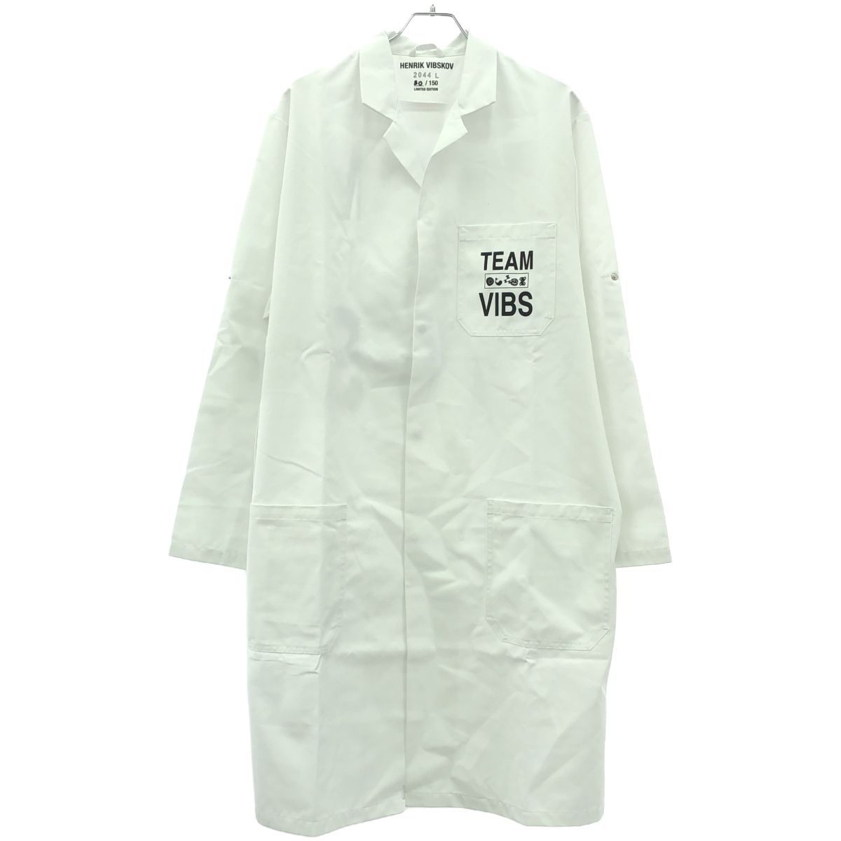 HENRIK VIBSKOV ヘンリック ヴィブスコフ 17AW 日本150着限定 TEAM VIBS COAT バックプリントロングコート  ホワイト