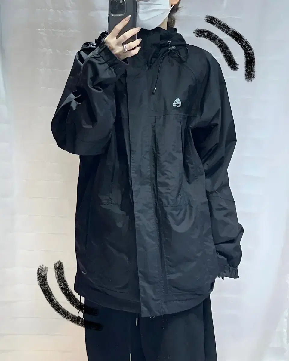 M NIKE ナイキ ACG ツーウェイ ブラック フード ウィンドブレーカー