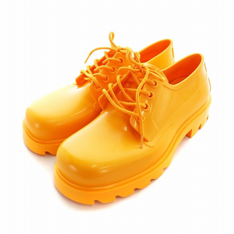 ボッテガヴェネタ BOTTEGA VENETA ストライド ラバー レースアップシューズ スニーカー 厚底 ロゴ 41 26cm オレンジ GY19 /MQ