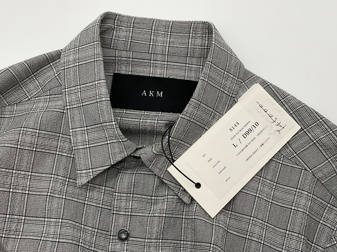 【送料無料】 GRENCHECK グレー L AKM 未使用 SEER グレン SHIRTS SUCKER トップス