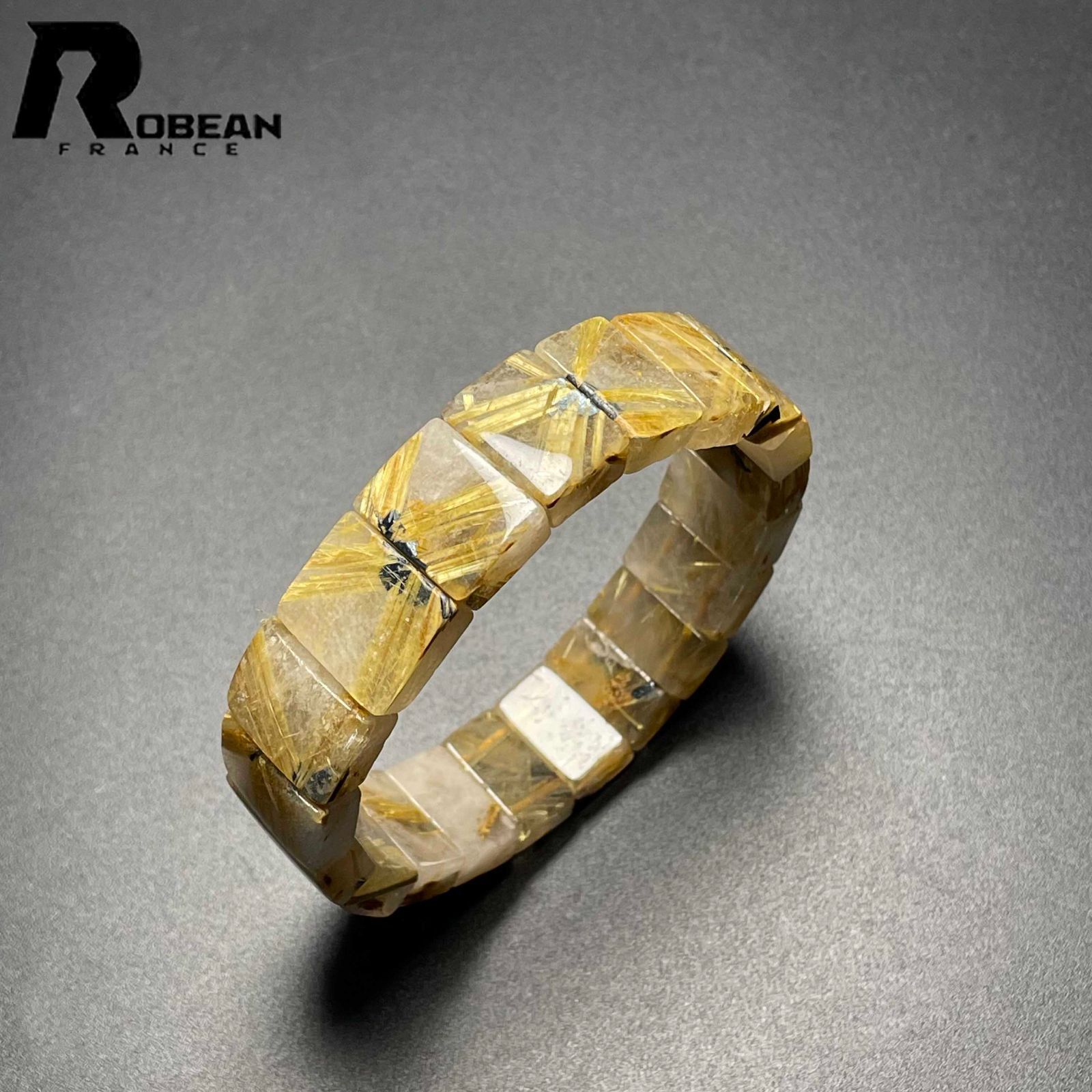 上品EU製 定価13万円☆ROBEAN・太陽花タイチンルチルバングル☆黄金針