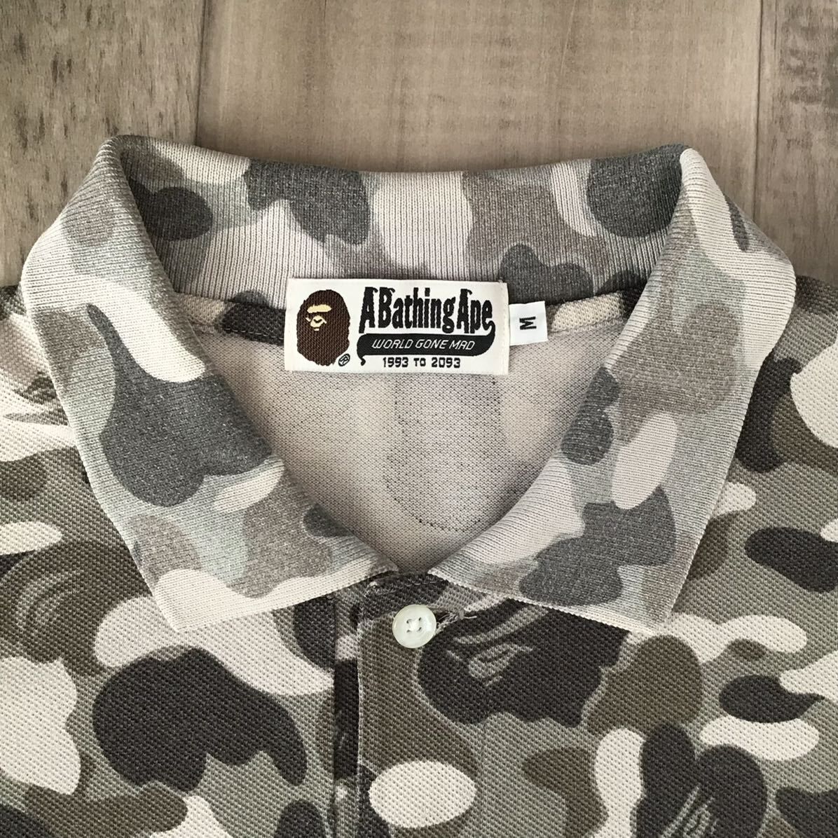 A BATHING APE グレー迷彩 ポロシャツ BAPE camo ポロシャツ Mサイズ グレー a bathing ape エイプ ベイプ ア
