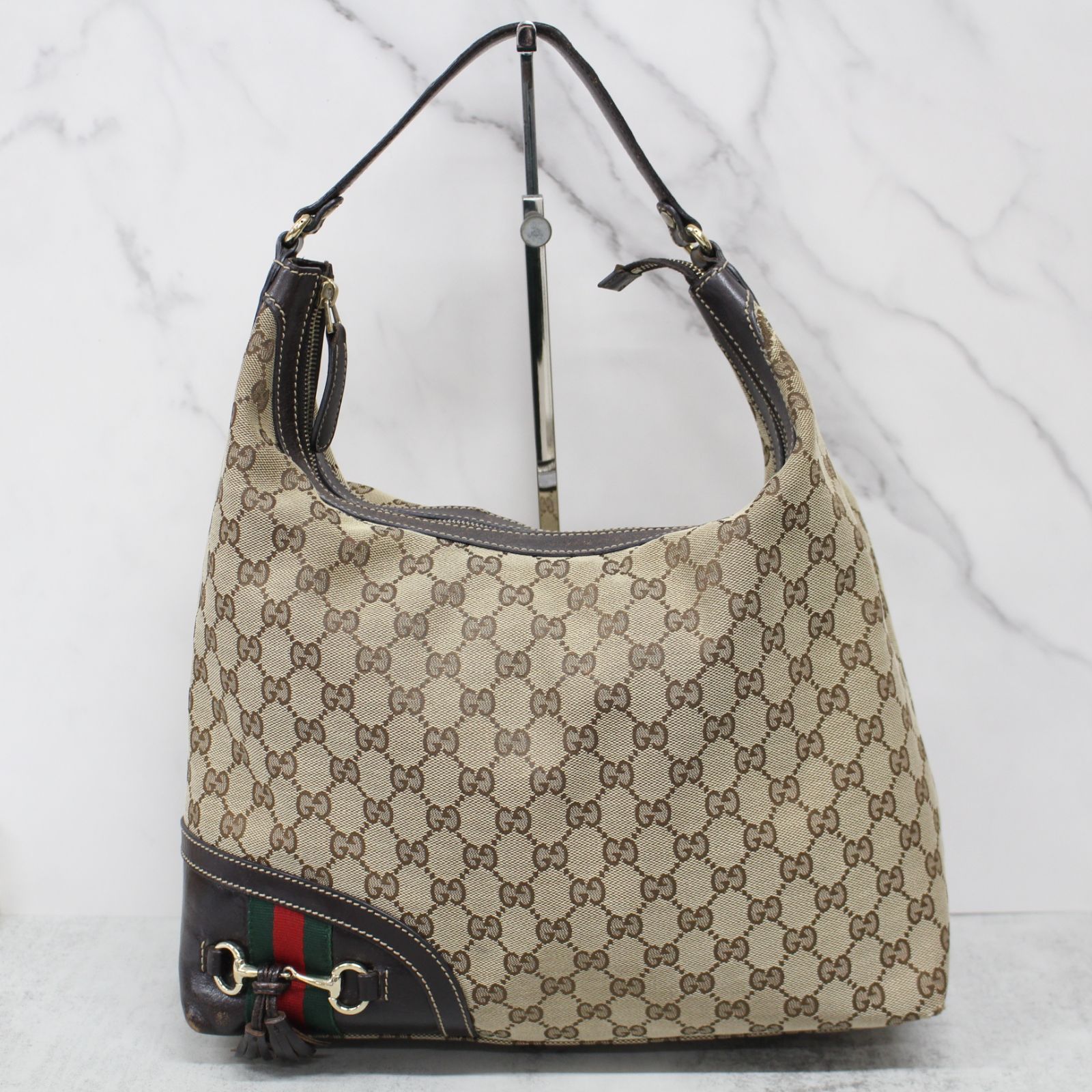 S050)GUCCI ワンショルダーバッグ GGキャンバス シェリーライン 肩掛けバッグ 232968 セミショルダー グッチ - メルカリ