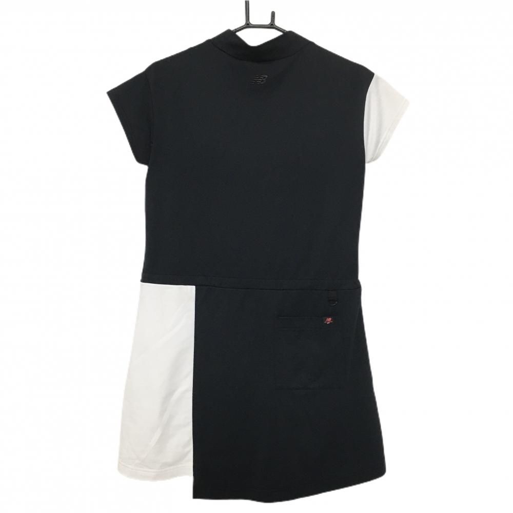 【超美品】ニューバランスゴルフ 半袖ハイネックワンピース 黒×白 バイカラー 裏地付 レディース 1(M) ゴルフウェア New Balance