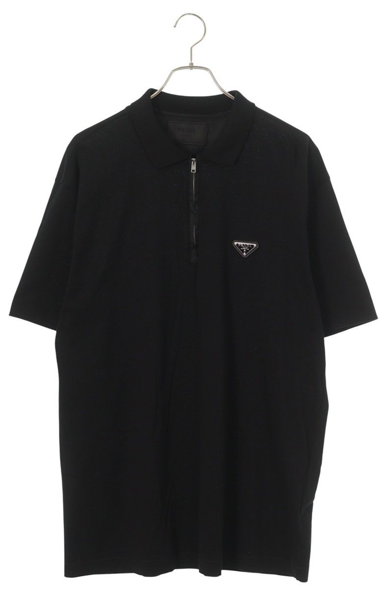 プラダ UJN903 三角ロゴRe-Nylonジップ半袖ポロシャツ メンズ XXL