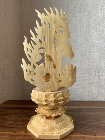 大型 桧木彫り 不動明王像｜天然檜木・精密彫刻・高さ46cm 新作☆精密彫刻 不動明王 木彫 仏像 不動明王像 檜木 高約28cm 16cm