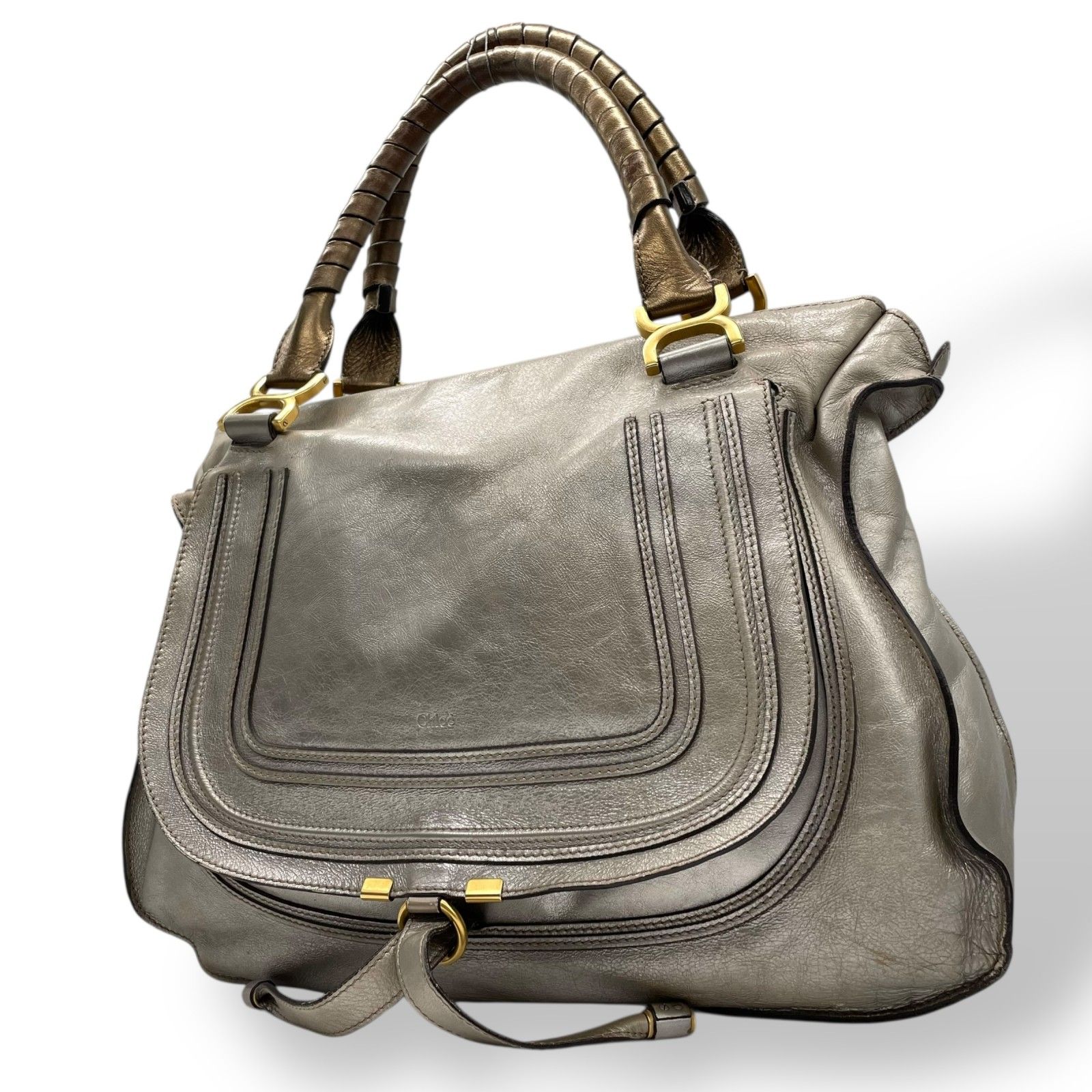 Chloe クロエ ハンドバッグ マーシー レザー シルバー 銀 Chloe クロエ ハンドバッグ マーシー レザー シルバー 銀