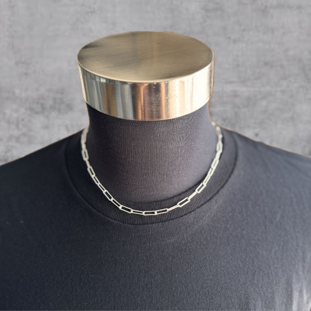 シルバー925 ペーパークリップチェーンネックレス 45cm メンズ