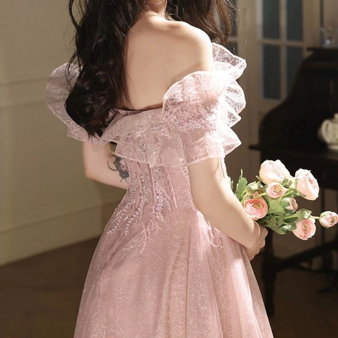 シンプルオシャレなフリルのオフショル イブニングドレス♩.• オシャレなデザイン フリルのオフショル イブニングドレス - メルカリ