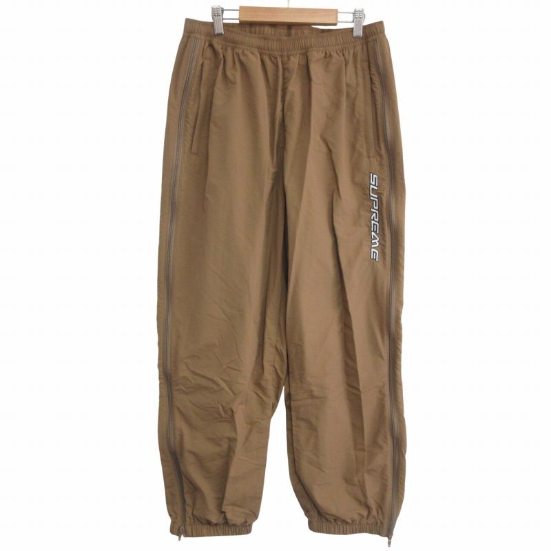 シュプリーム SUPREME 24F|W Full zip baggy warm up pants Brown ナイロン バギー トラックパンツ イージー フルジップ ブラウン L AA