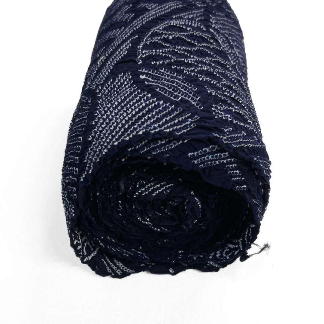 未使用有松鳴海絞り浴衣反物紗綾形伝統和模様藍染着物043a d