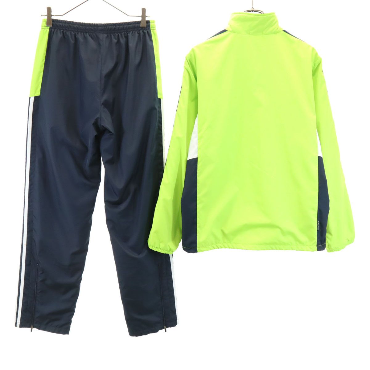 adidas アディダス トレーニング ウインドブレーカー 上下 セットアップ S ライムイエロー 裏トリコット メンズ 古着