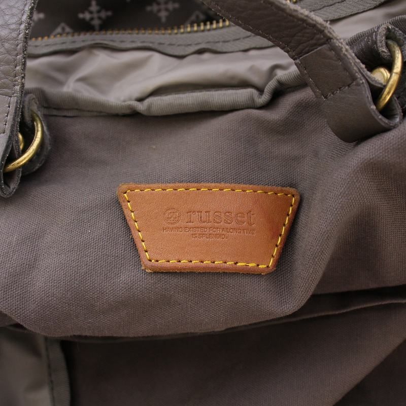 22000円✨極美品✨russet リュック バックパック モノグラム 総柄 革 極美品】ラシット モノグラム 総柄 リュックバッグ 巾着