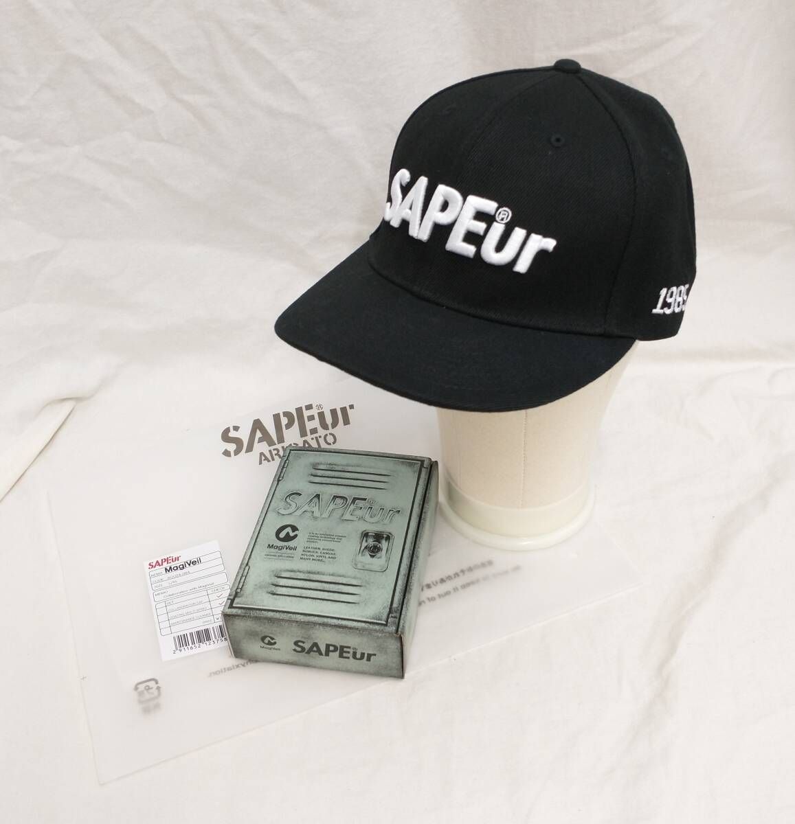 SAPEur サプール Magiveil COLLABORATION CAP マジベル コラボレーション キャップ 帽子 ブラック 黒 AOO24-084 クリーナー付 