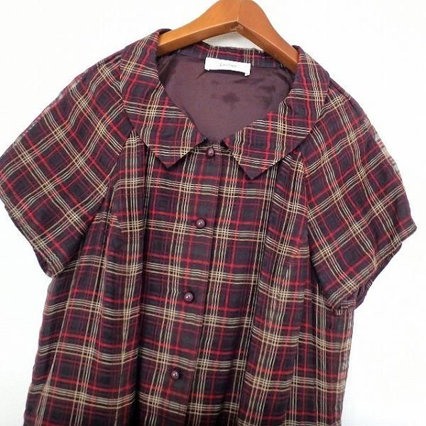 snc レリアン Leilian ワンピース 13+ ボルドー 緑 ベージュ チェック