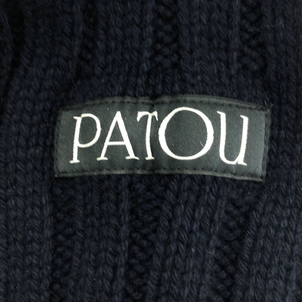 【美品】  PATOU / パトゥ | ウール ワンポイントロゴ ハイネック リブ ニット セーター | XS | ダークネイビー | レディース 美品】 PATOU / パトゥ | ウール ワンポイントロゴ ハイネック リブ