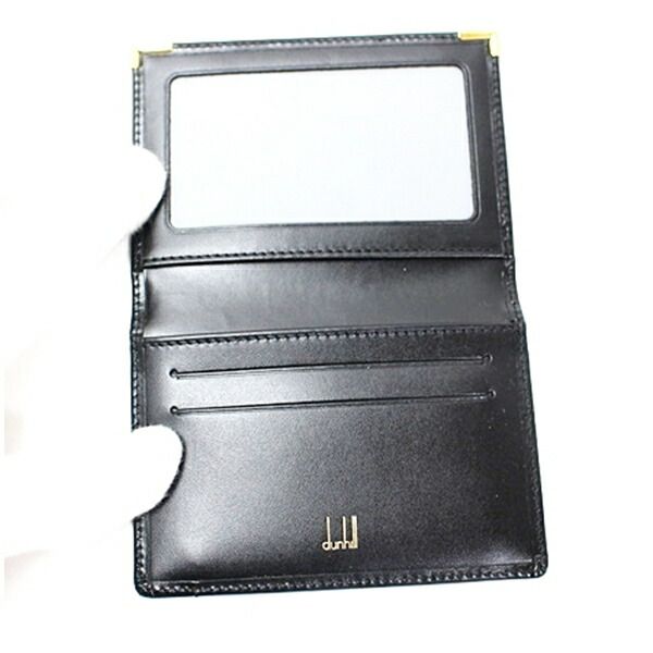 dunhill 二つ折り　ケース　新品未使用 ダンヒル 未使用 二つ折り 名刺入れ カードケース レザー ブラック