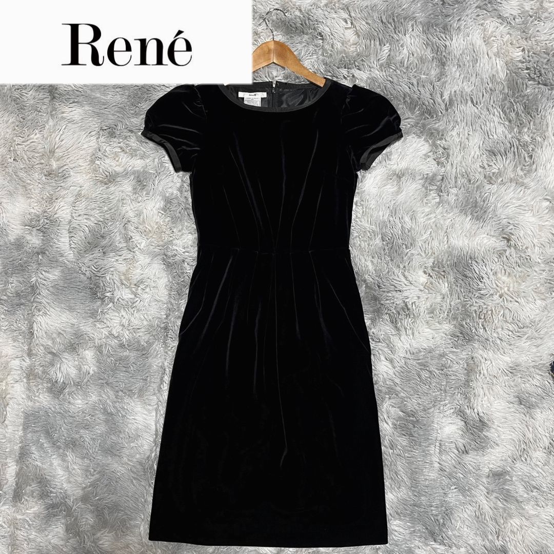 極美品】Rene ルネ ワンピース ベロア ブラック - メルカリ