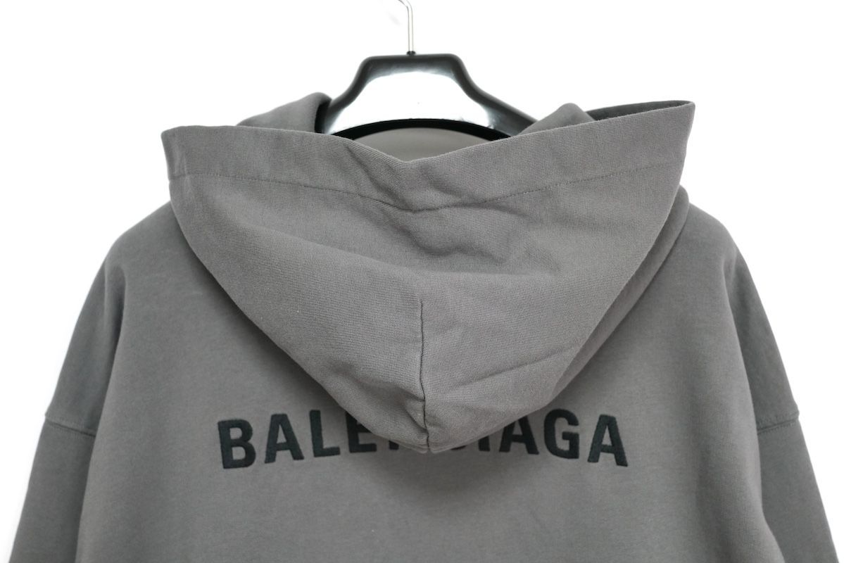 バレンシアガ 刺繍ロゴ プルオーバー パーカーミディアムフィット ダークグレー BALENCIAGA バレンシアガ 刺繍ロゴ プルオーバー パーカー