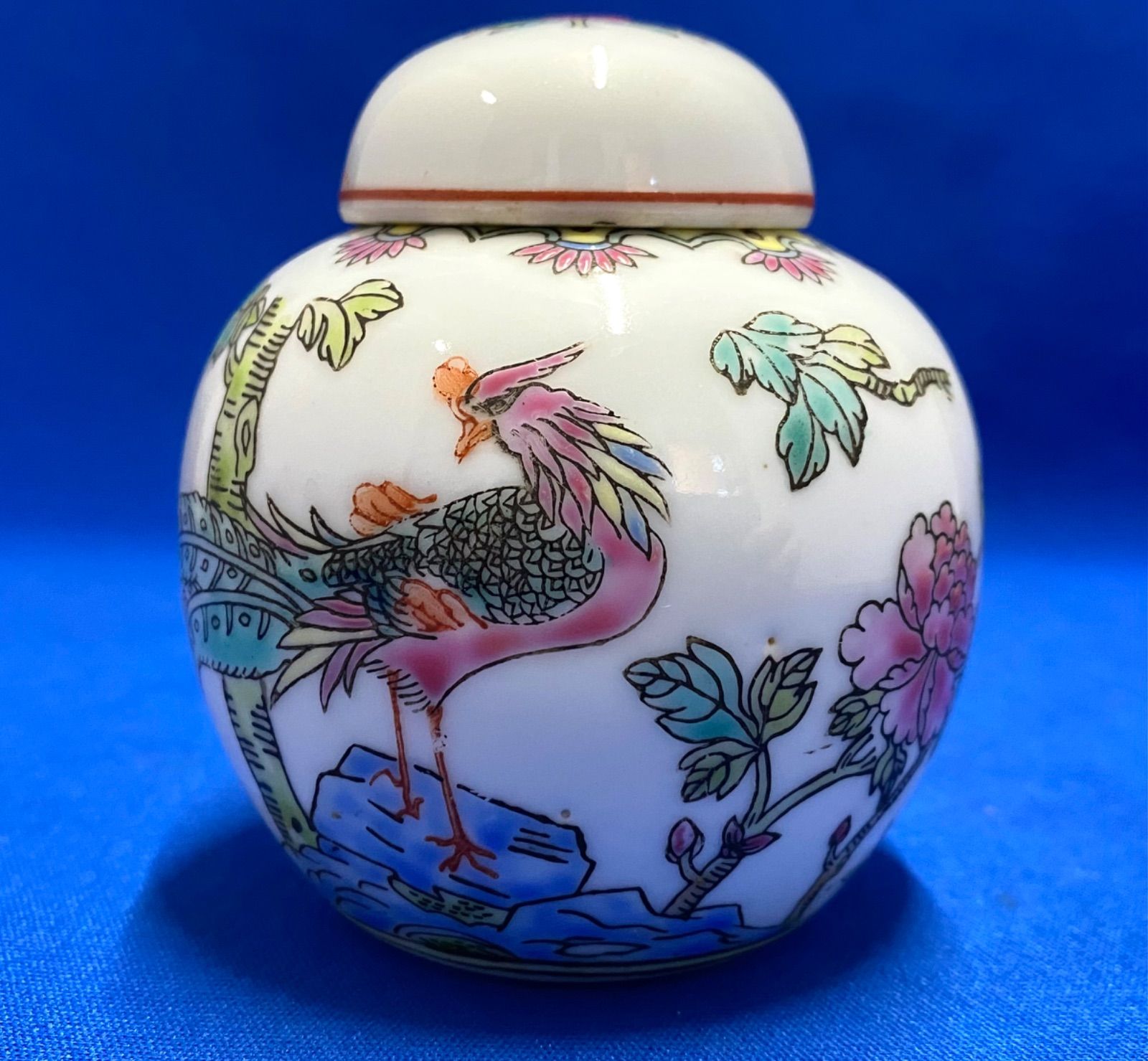 希少⭐︎中国景德鎮 茶壺 ミニ壺 粉彩 配送 色絵 花鳥絵 茶道具 法郎彩