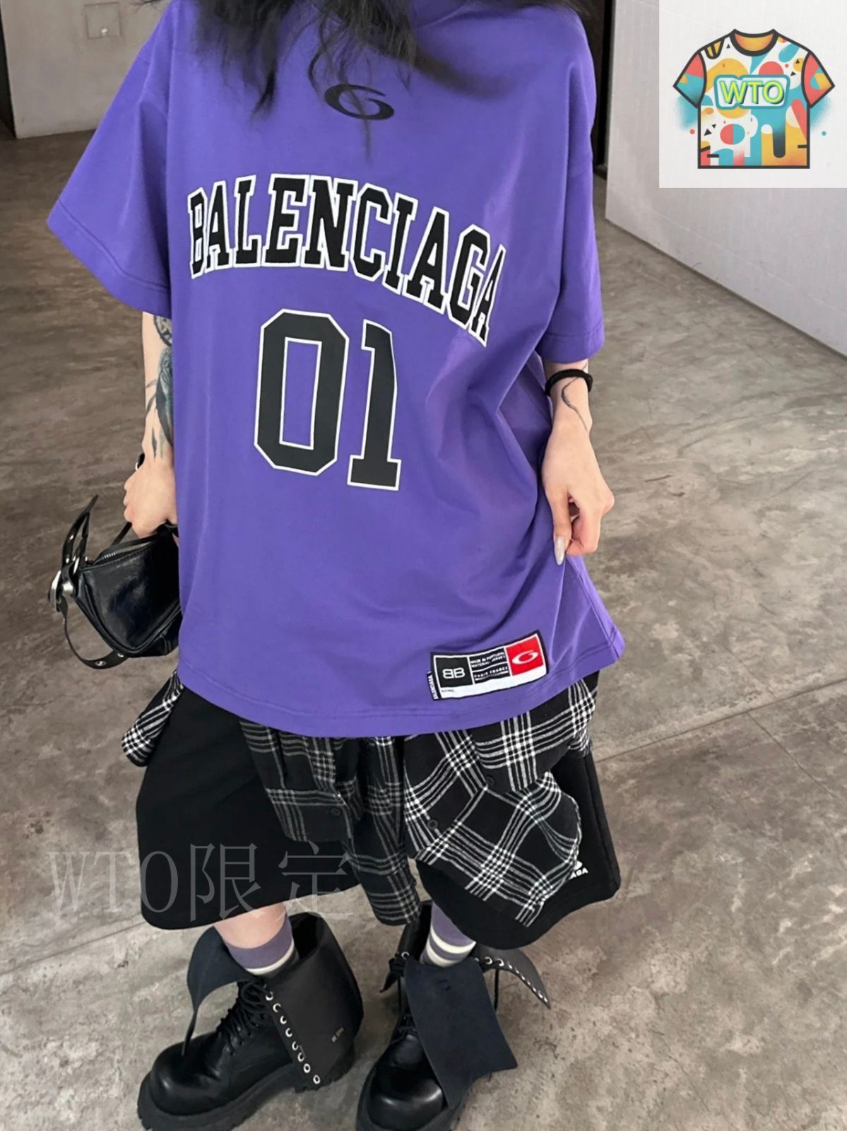 今日特価】Balenciaga SS25 フロントレター刺繍 プリント クルー