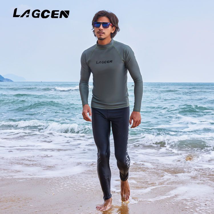 水着 メンズ ウェットスーツ 長袖 上下セット セパレート フィットネス水着 シュノーケリング サーフパンツ フィットネス 水陸両用 海 男性 おしゃれ スイムパンツ スパッツ 水泳 練習用 8E17723