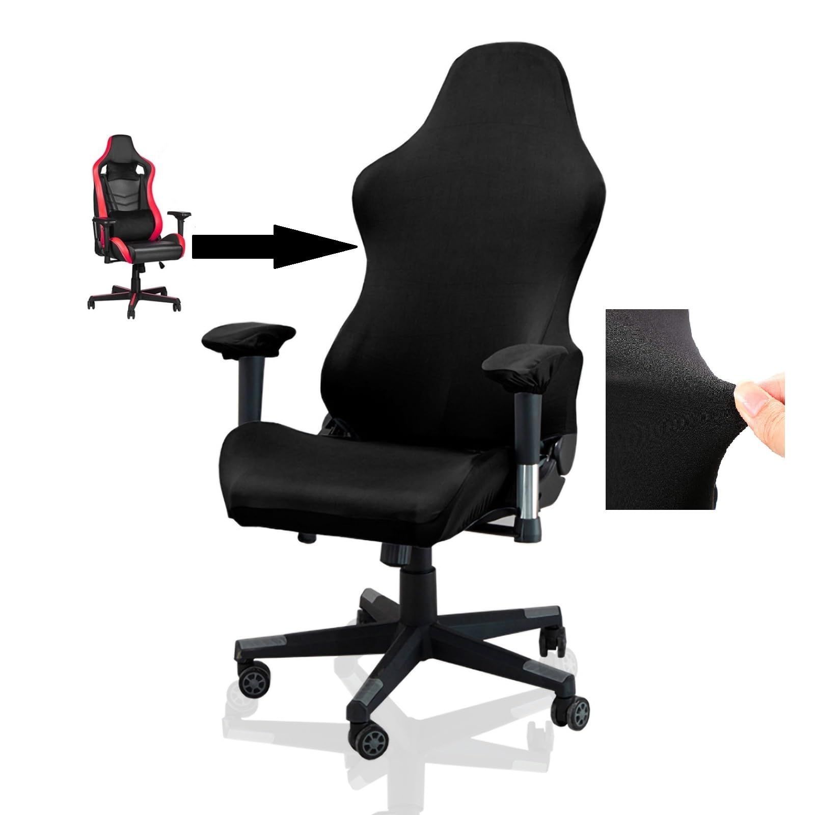 人気商品】ホテル cover chair gaming アームレストカバー 冷感 事務椅子 伸縮性 保護 なめらか肌触り 可愛い 4点セット  取り付け説明動画 洗える ゲーミングチェア用 レーシング リクライニング 椅子カバー (ブラック) カバー ゲーミン - メルカリ