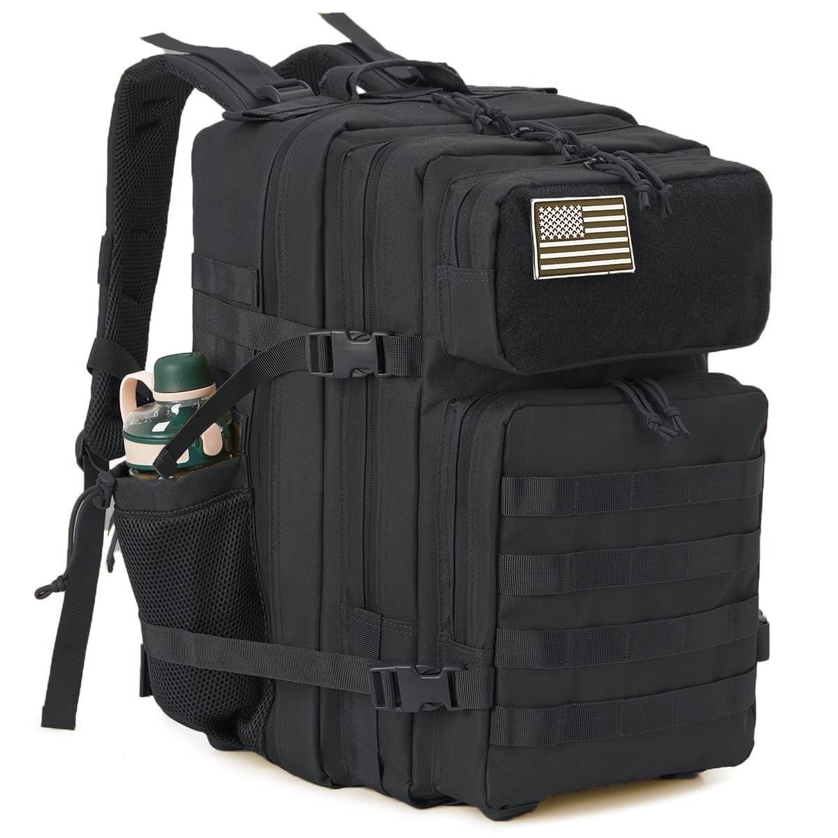 Lサイズ 35L/45L 3日分のバグアウトバッグ MOLLEデイパック ハイキング メンズ リュックサック ミリタリータクティカルバックパック ボトルホルダー付き QTu0026QY