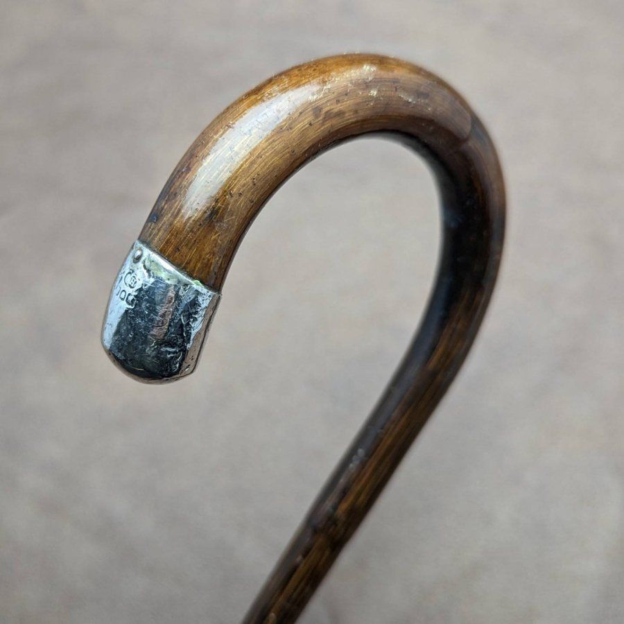 1912年 英国アンティーク 紳士用 軽量ステッキ 杖 曲がりハンドル 91cm 