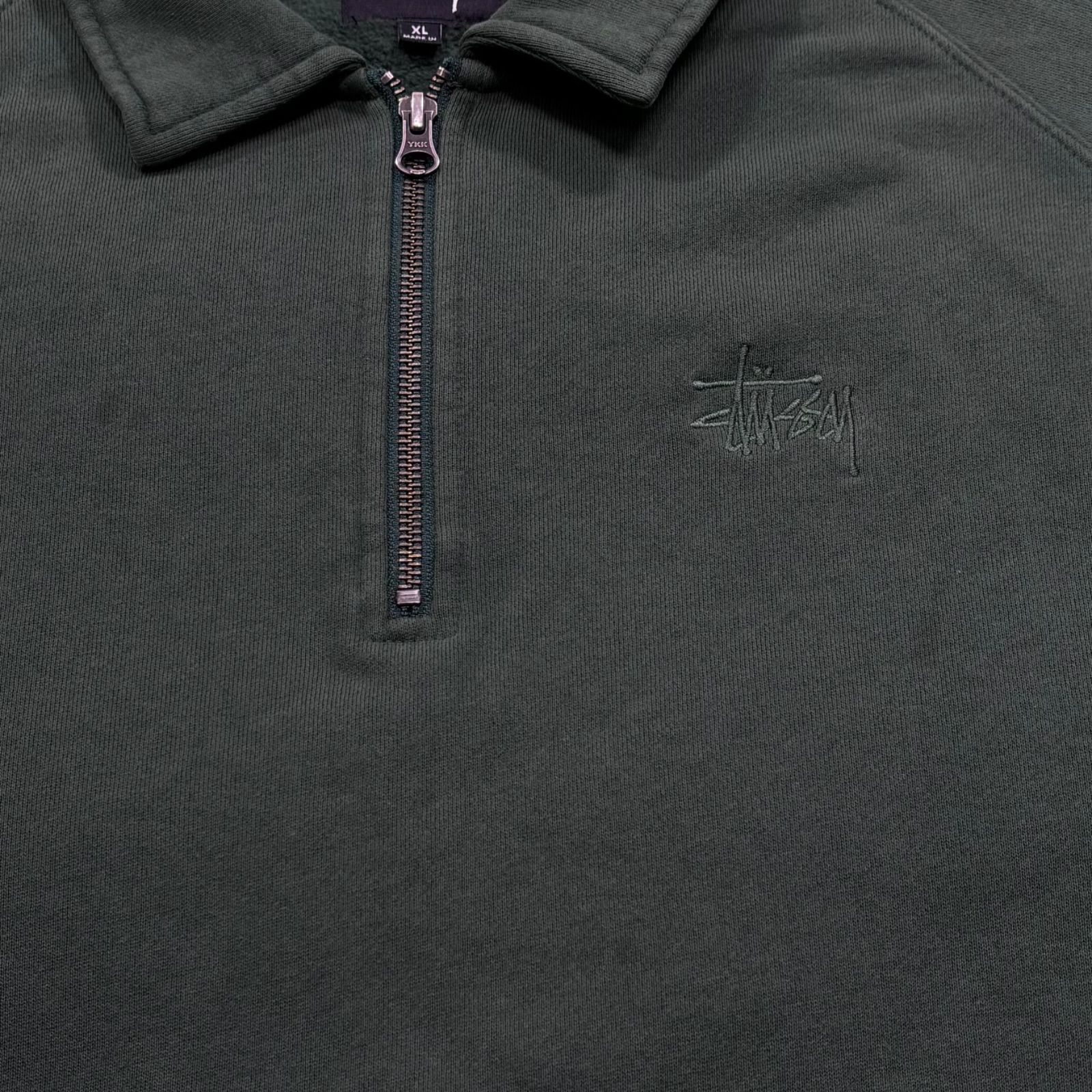 STUSSY ハーフジップスウェット グリーン XL ステューシー