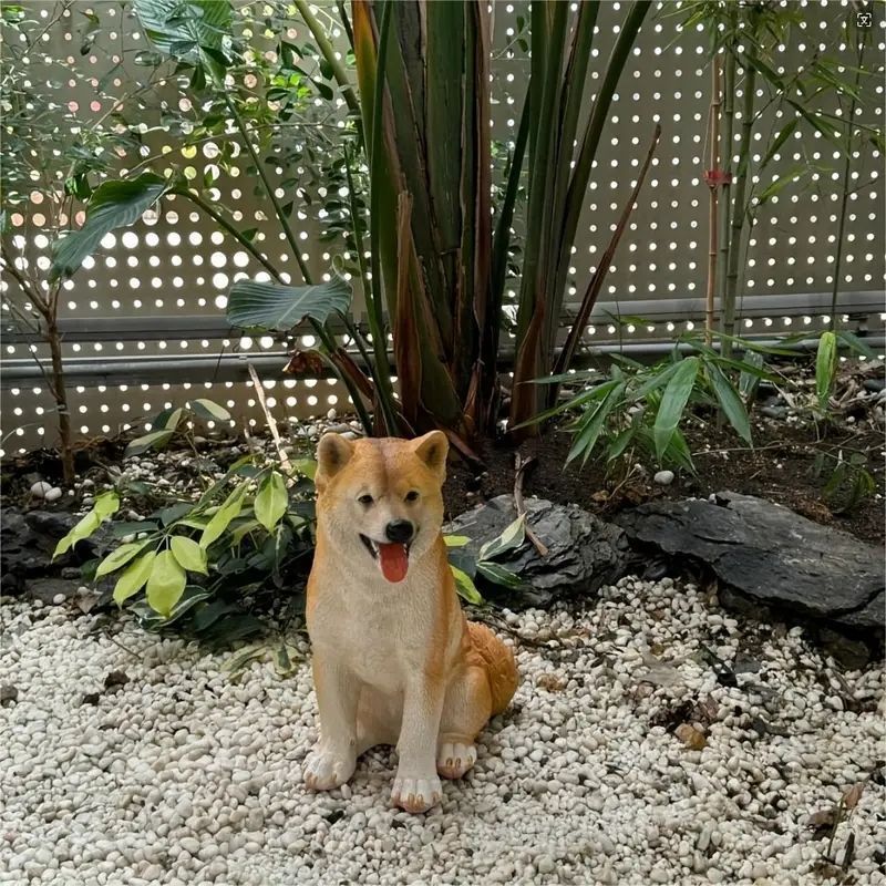 魅力sな柴犬レジン像 - 庭、パティオ＆ホームデコ用のリアルな