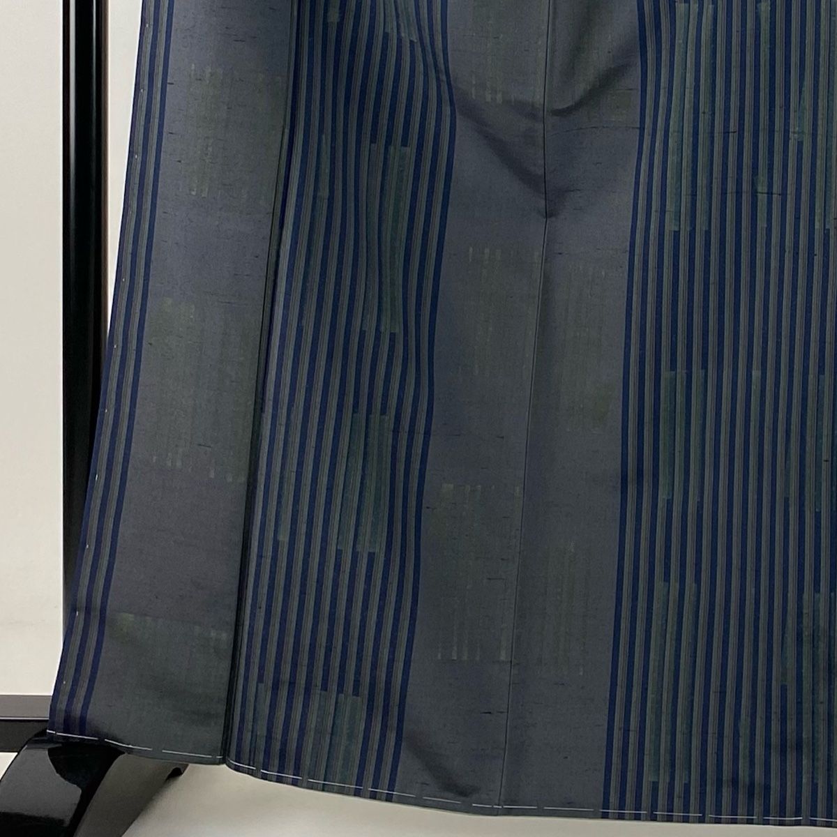 小紋 身丈164.5cm 裄丈66cm M 袷 紬地 縦縞 灰紫 正絹 MERCADOAVALIA_COM_BR