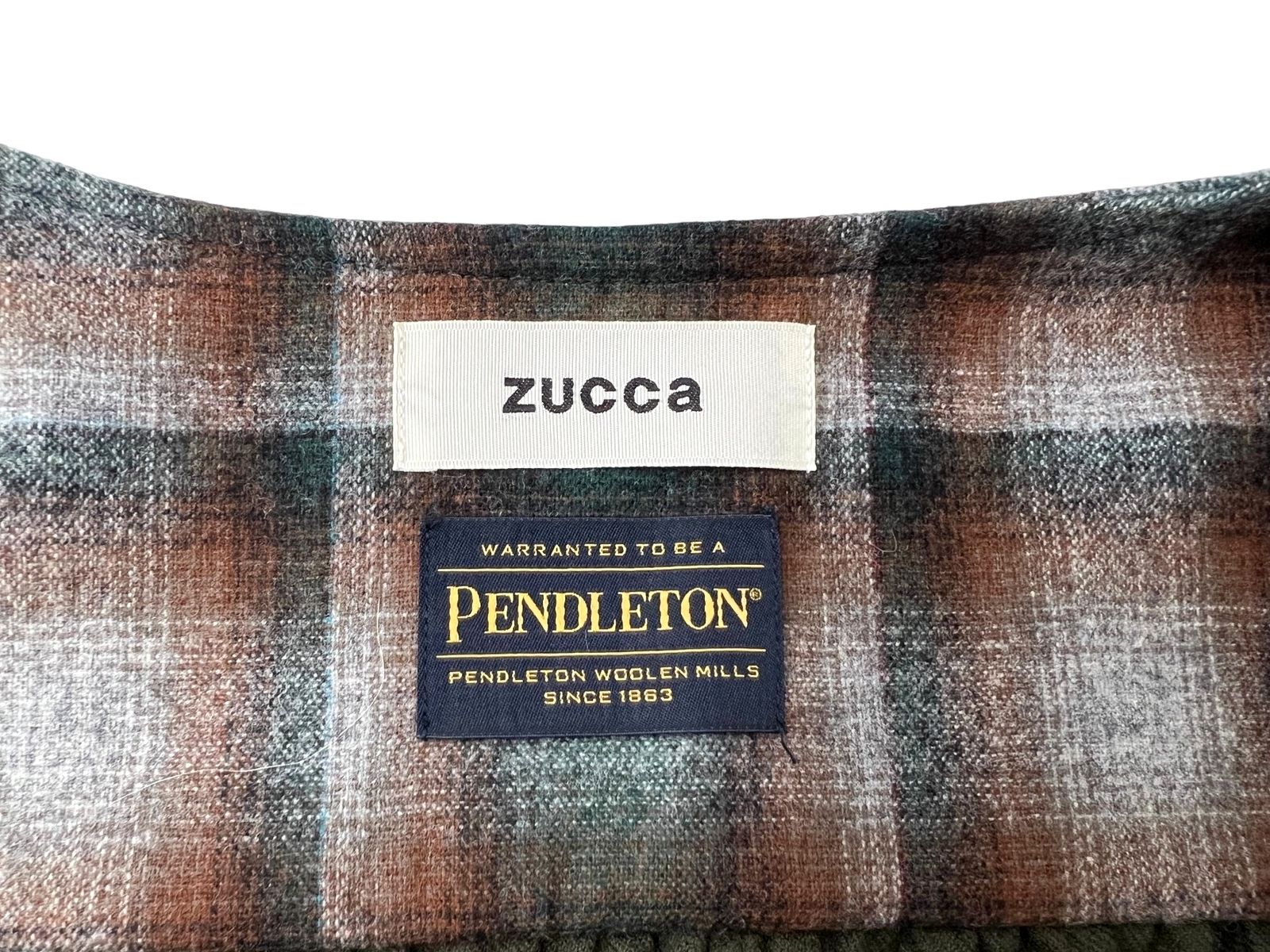 ZUCCa (ズッカ) ×PENDLETON (ペンドルトン) 2way ウール ロングワンピース ノーカラー シャツ チェック切り替え  ZU98-FH010 M グリーン レディース/028 - メルカリ