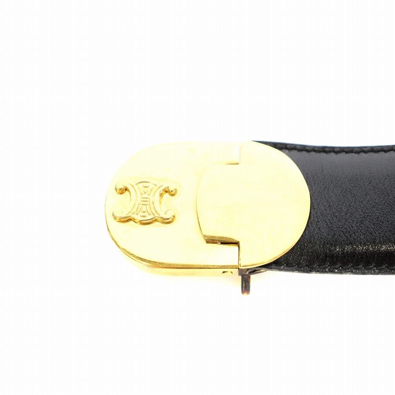 セリーヌ CELINE ベルト レザー バックル マカダム ロゴ 85 黒