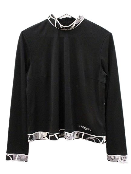 RU-6240　LEONARD/ レオナール　42　長袖カットソー　黒 レオナールスポーツ LEONARD SPORT 長袖カットソー サイズ42 L - 白