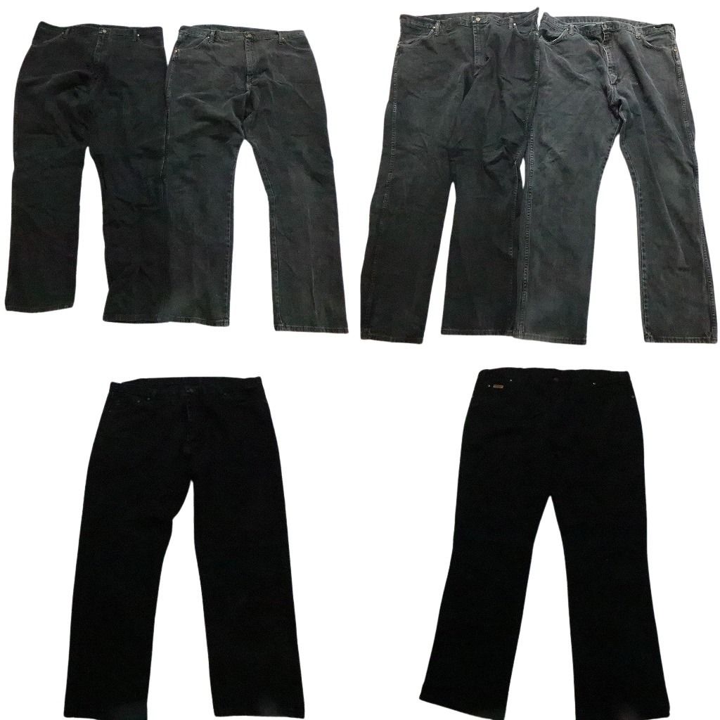 古着卸 まとめ売り Wrangler ラングラー ブラックデニム パンツ 6枚セット メンズ 42 |44 |46 革パッチ フェード 古着 NC1281