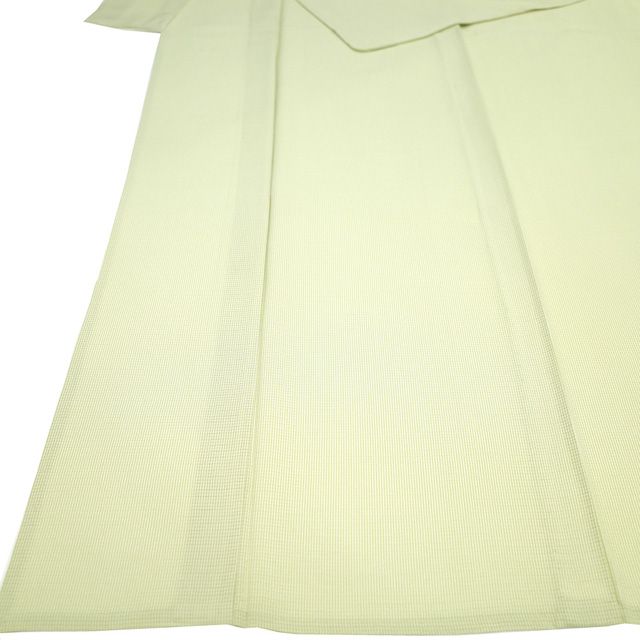 新古品】 夏物 江戸小紋 着物 未使用 単衣 正絹 絽 万筋 小紋 薄黄緑