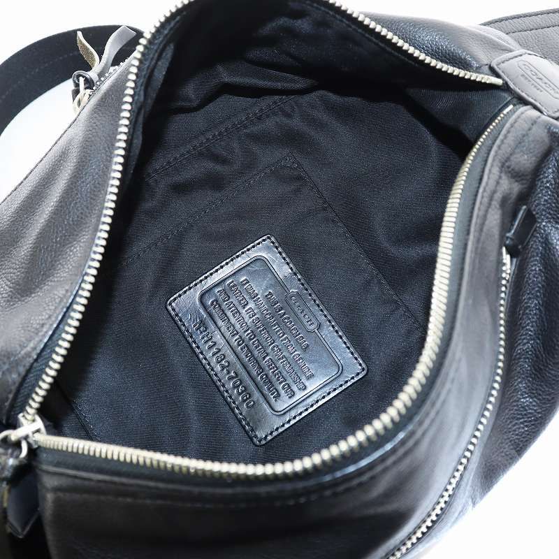 コーチ COACH トンプソン ボディバッグ ロゴ レザー 黒 ブラック 70360