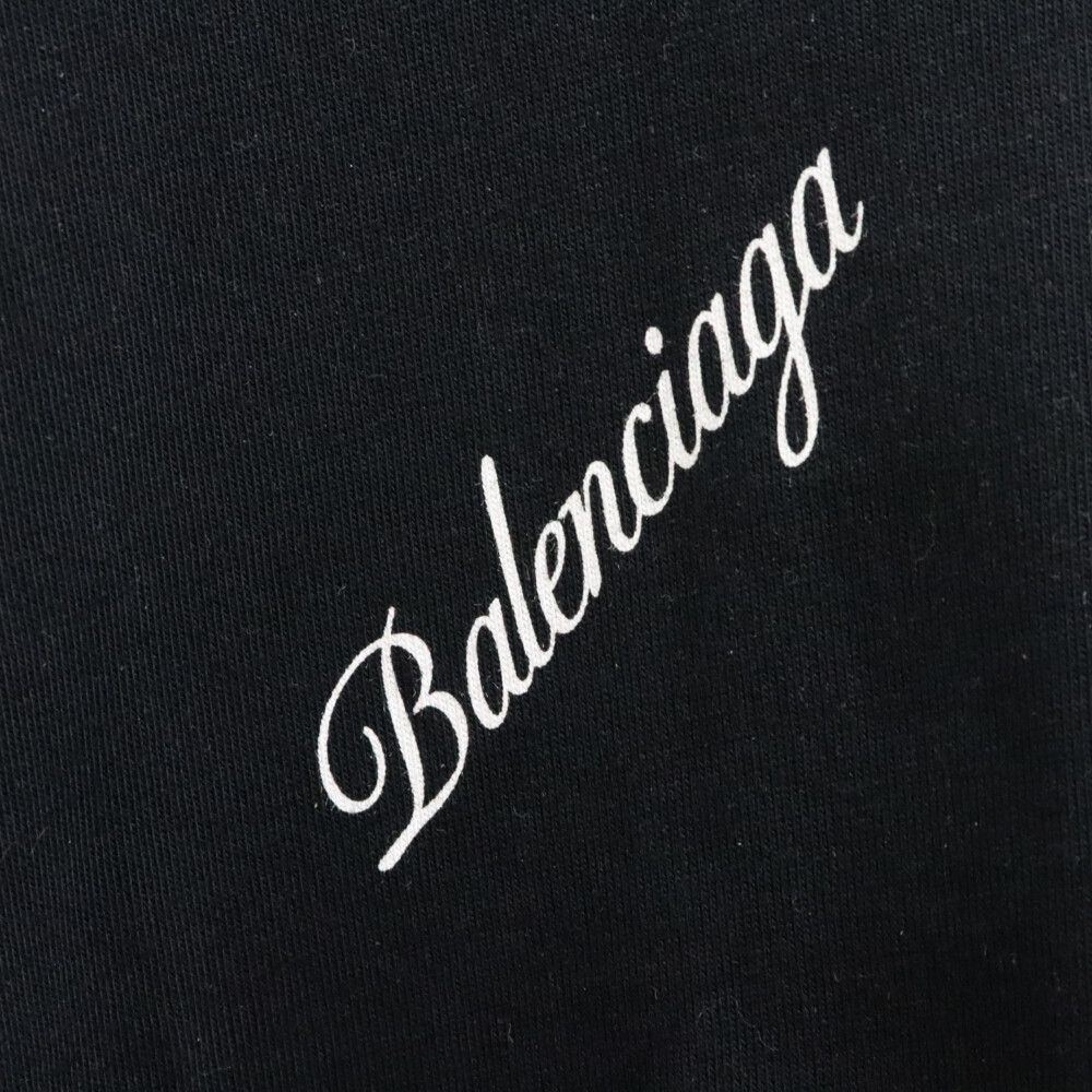 BALENCIAGA (バレンシアガ) ロゴ シグネチャー オーバーサイズ ワンピース 半袖Tシャツ ブラック レディース 646221