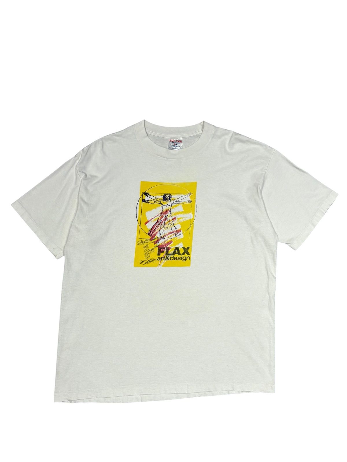 vintageレオナルドダビンチTシャツ90s古着ウィトルウィウス人体図アートT 90s FLAX art&design レオナルド・ダ・ヴィンチ ウィトルウィウス的