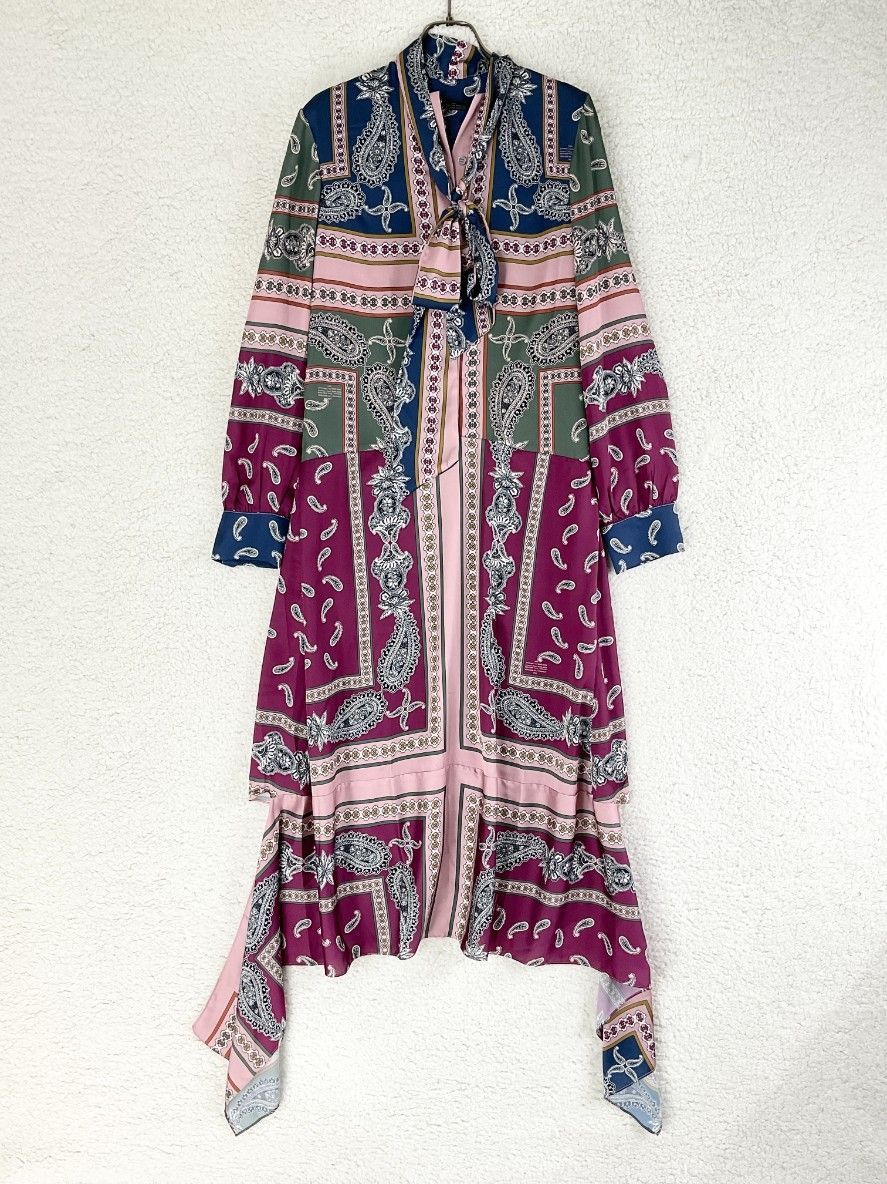 【未使用品】rokh ペイズリー総柄ドレスワンピース 未使用 rokh ロク 34 マルチカラー ペイズリー総柄ドレス