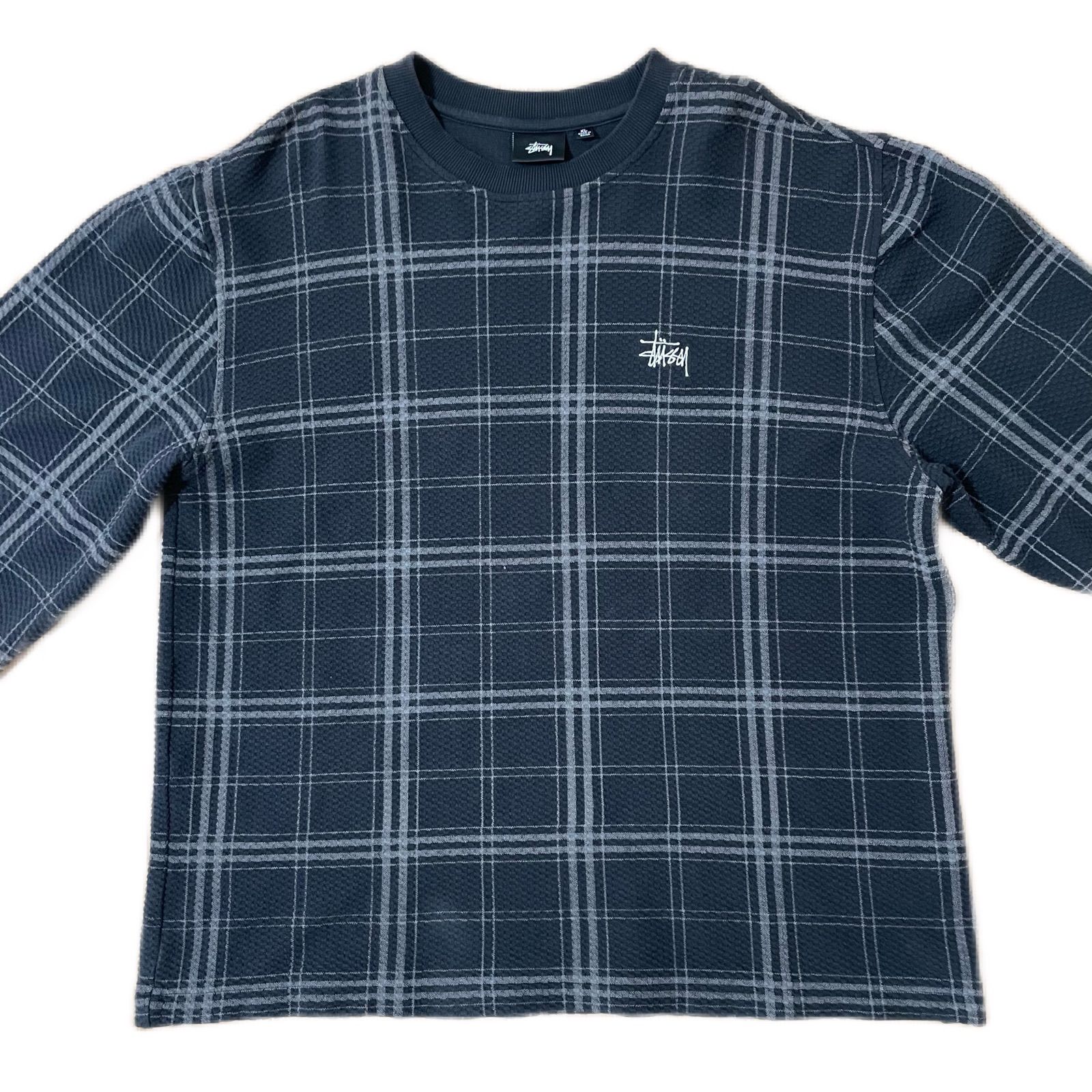 トップス STUSSY DISCHARGED PLAID WAFFLE CREW STUSSY