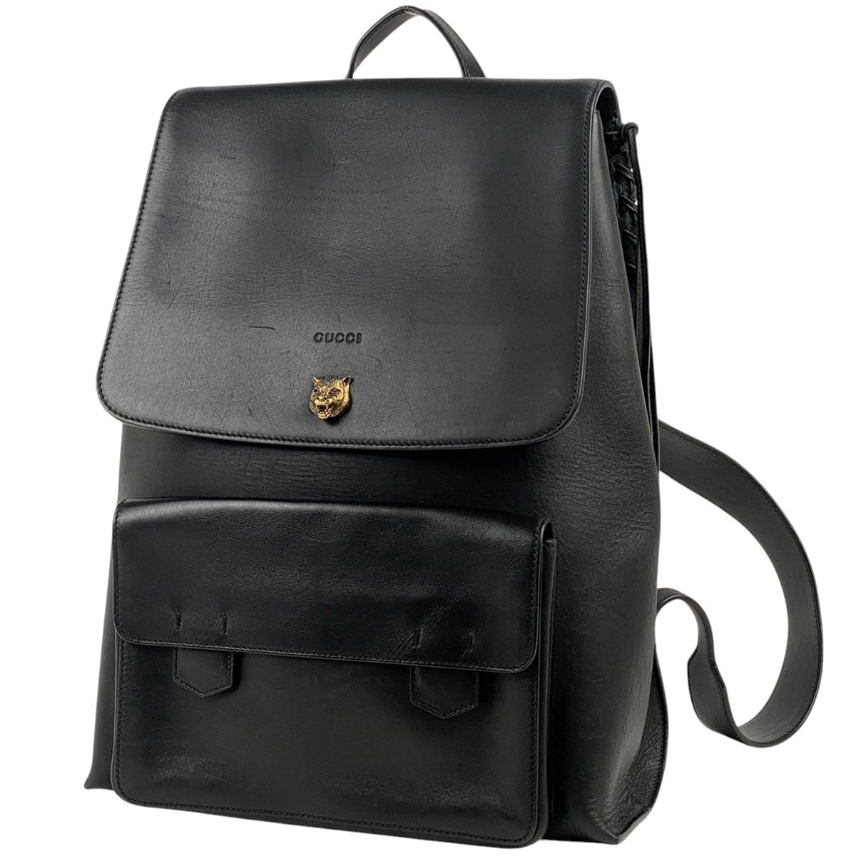 グッチ GUCCI ロゴ リュックサック バックパック デイパック タイガー リュック レザー ブラック 429013 メンズ