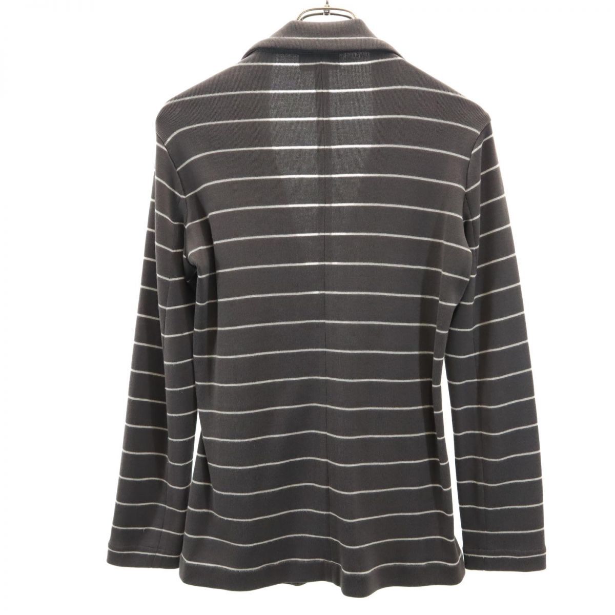 エンポリオアルマーニ ボーダー柄 テーラードジャケット 40 グレー Emporio Armani レディース エンポリオアルマーニ ボーダー柄 テーラードジャケット 40 グレー